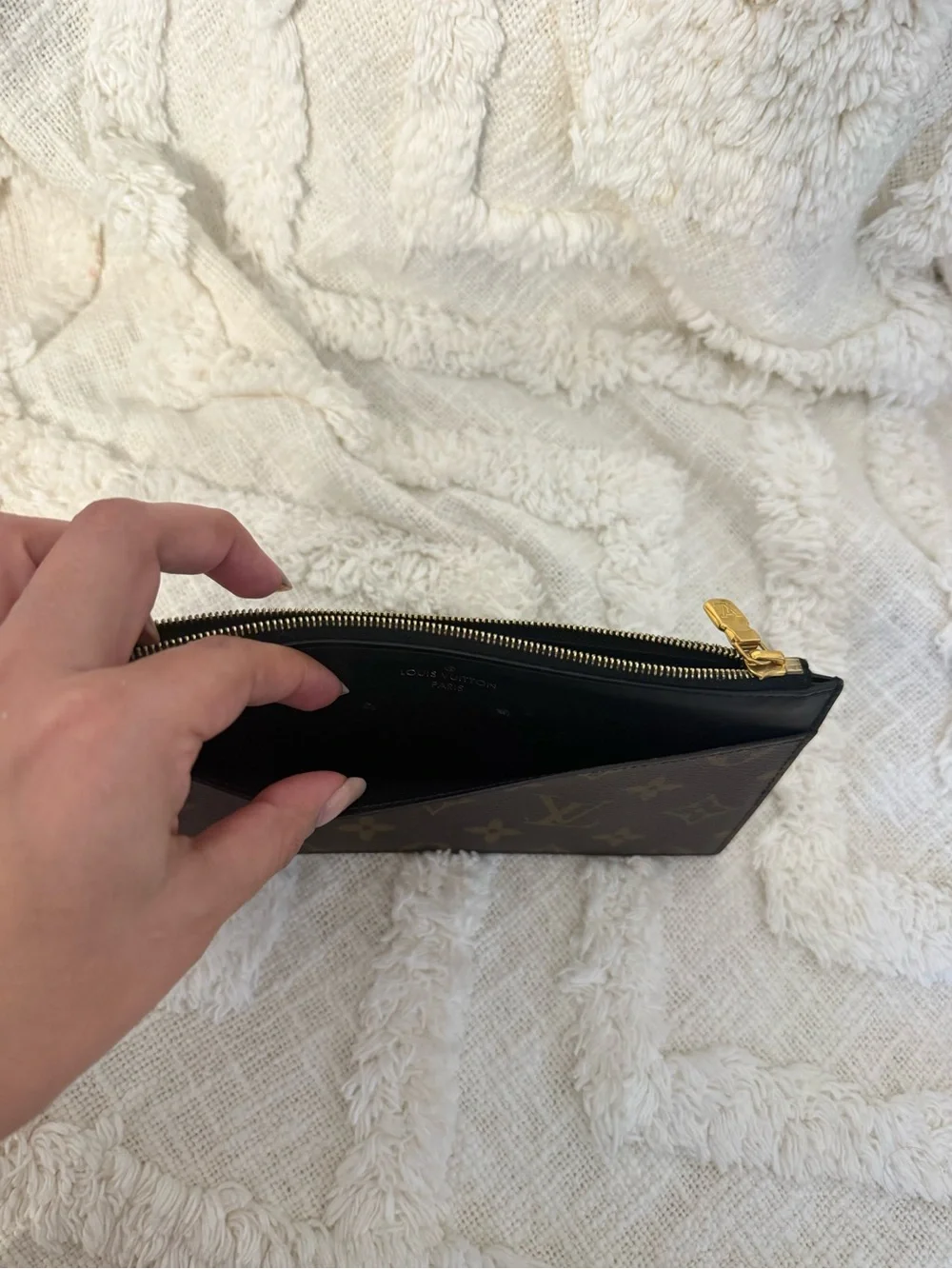 Louis Vuitton Brown Monogram Slim wallet  with Black Trim